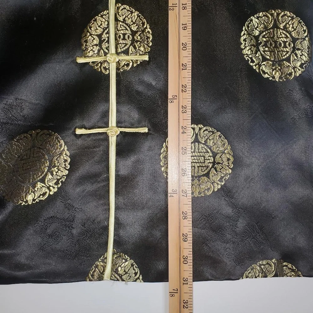 Mens Vintage Chinese Black/ Gold Tang Suit with Stand-up Collar (Jacket & Pants) - Picture 9 of 15